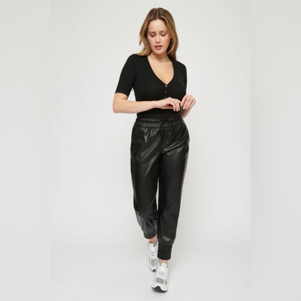 Dynamite Black Women's Jogger Pants in Faux Leather